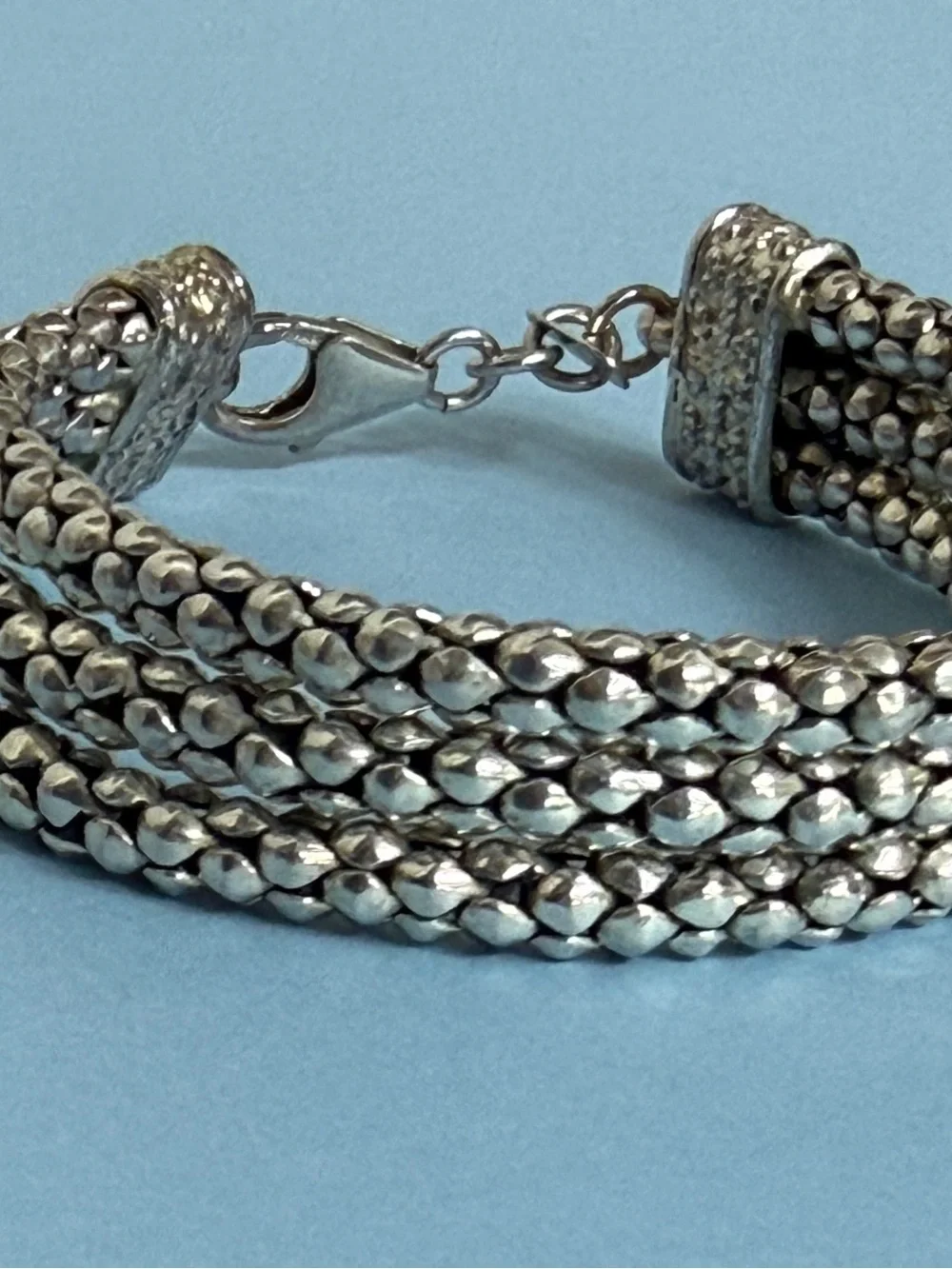 Vintage Silpada Sterling Silver (43g) Multi-Strand Popcorn Beaded Bracelet - Picture 2 of 6